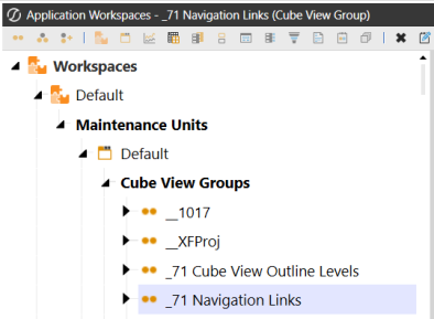 Workspaces tree navigation expanded to show highlighted Cube View Groups 